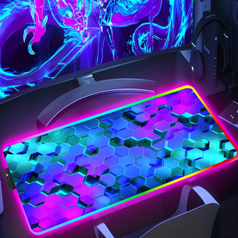 Tapis de souris RGB Bleu, Vert & Violet XXL