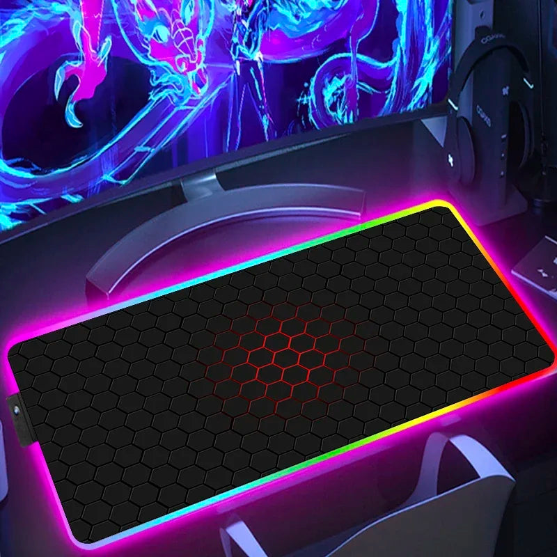 Tapis de souris RGB Polygones Noir & Rouge XXL