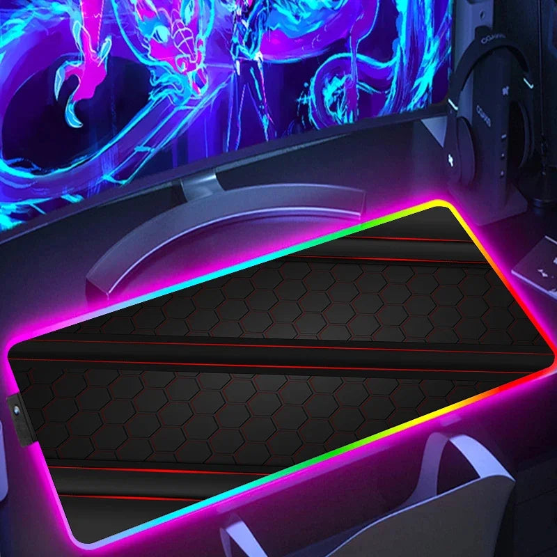 Tapis de souris RGB Polygones Rayés Rouge XXL