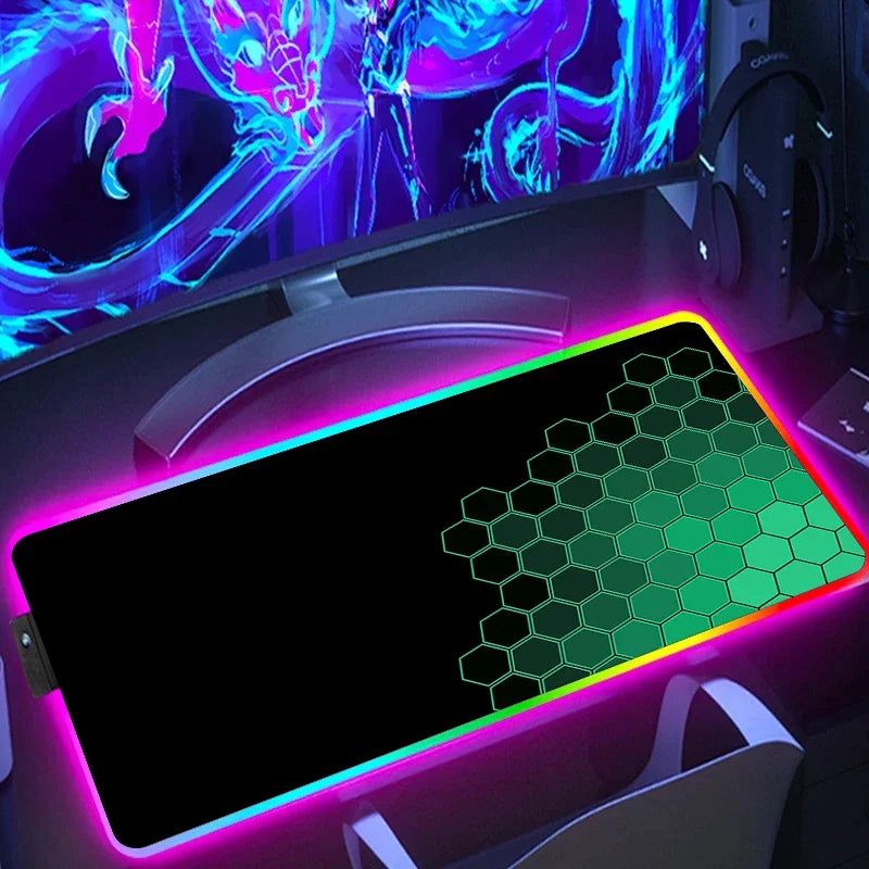 Tapis de souris RGB Noir & Vert XXL