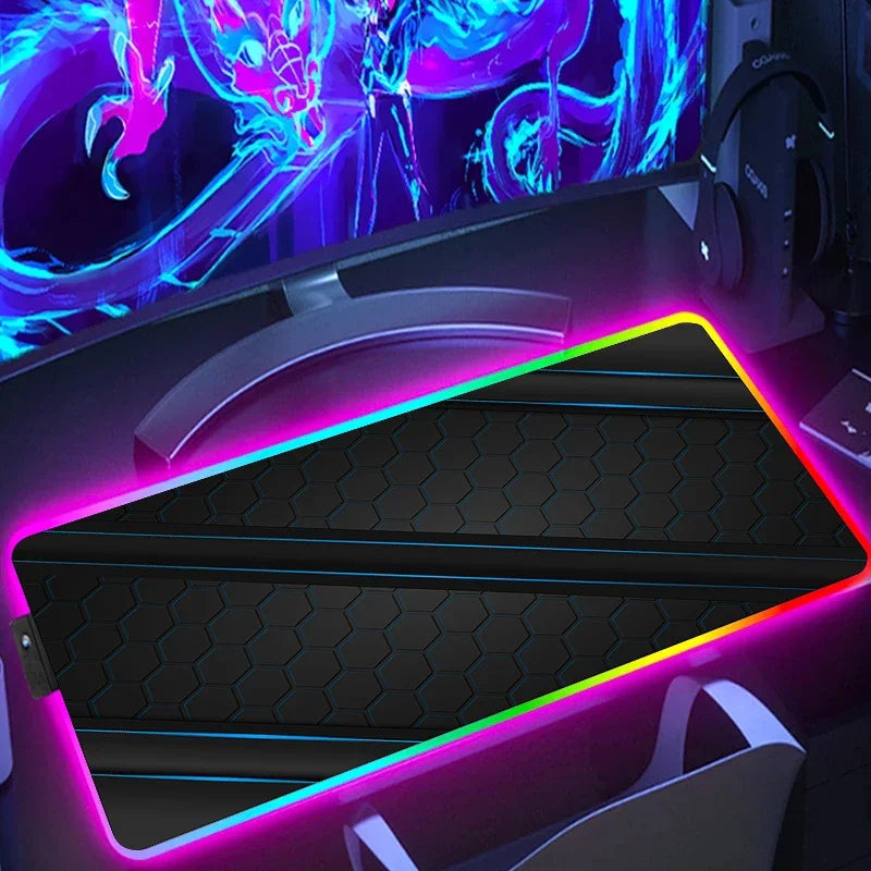 Tapis de souris RGB Polygones Rayés Bleu XXL