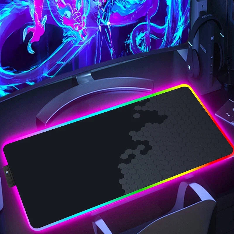 Tapis de souris RGB polygones Noir & Gris XXL