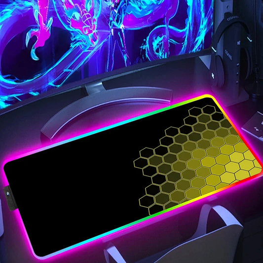 Tapis de souris RGB Polygones Noir & Jaune XXL